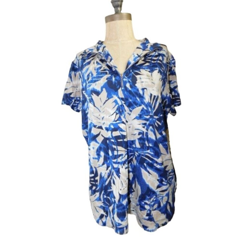 Weekends by Chico's Size L Large Tropical Print Smooth STRETCH Top - Picture 1 of 2